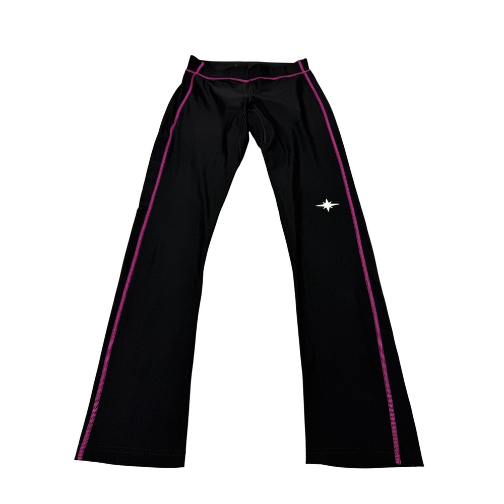 Polaris Womens Base Layer Pants Black Purple Contrast Stitch Athletic Small